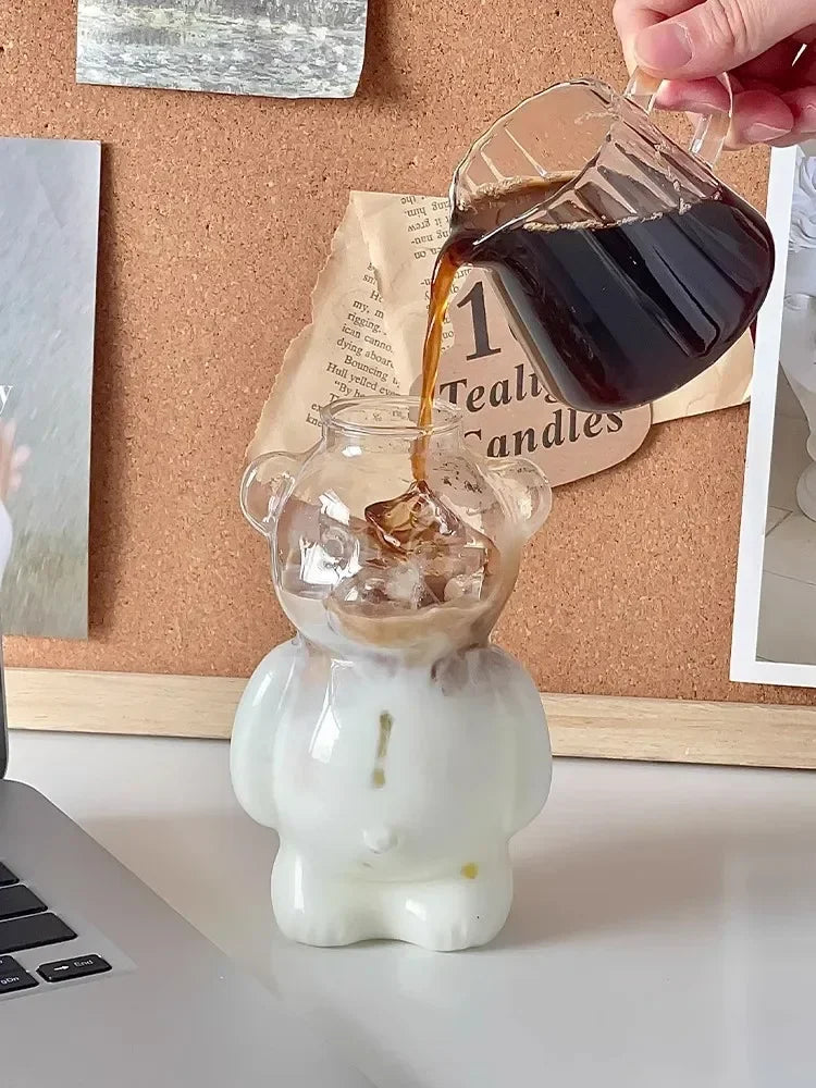 Cartoon Bear Mug Insulated Glass Cup With Straw Perfect Birthday  Christmas Gift 4