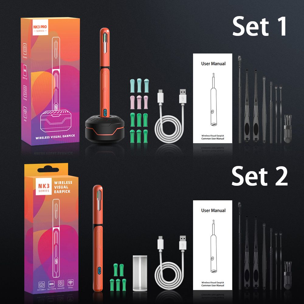 Ear Wax Removal Tool with HD Camera 3in1 Otoscope Earpick  Endoscope Cleaning Set