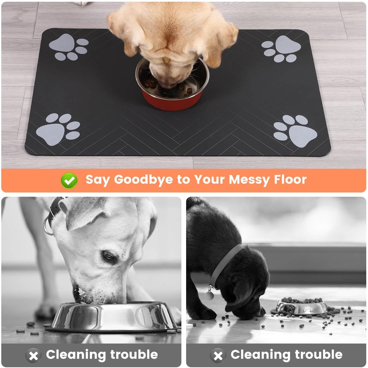 Pet Feeding MatAbsorbent Pet Placemat For Food And Water Bowl With Waterproof Rubber Backing Quick