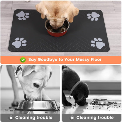 Pet Feeding MatAbsorbent Pet Placemat For Food And Water Bowl With Waterproof Rubber Backing Quick