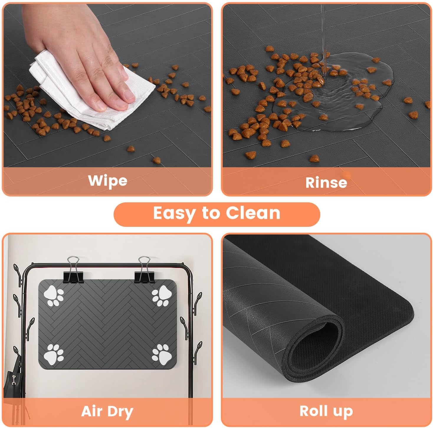 Pet Feeding MatAbsorbent Pet Placemat For Food And Water Bowl With Waterproof Rubber Backing Quick