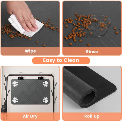 Pet Feeding MatAbsorbent Pet Placemat For Food And Water Bowl With Waterproof Rubber Backing Quick