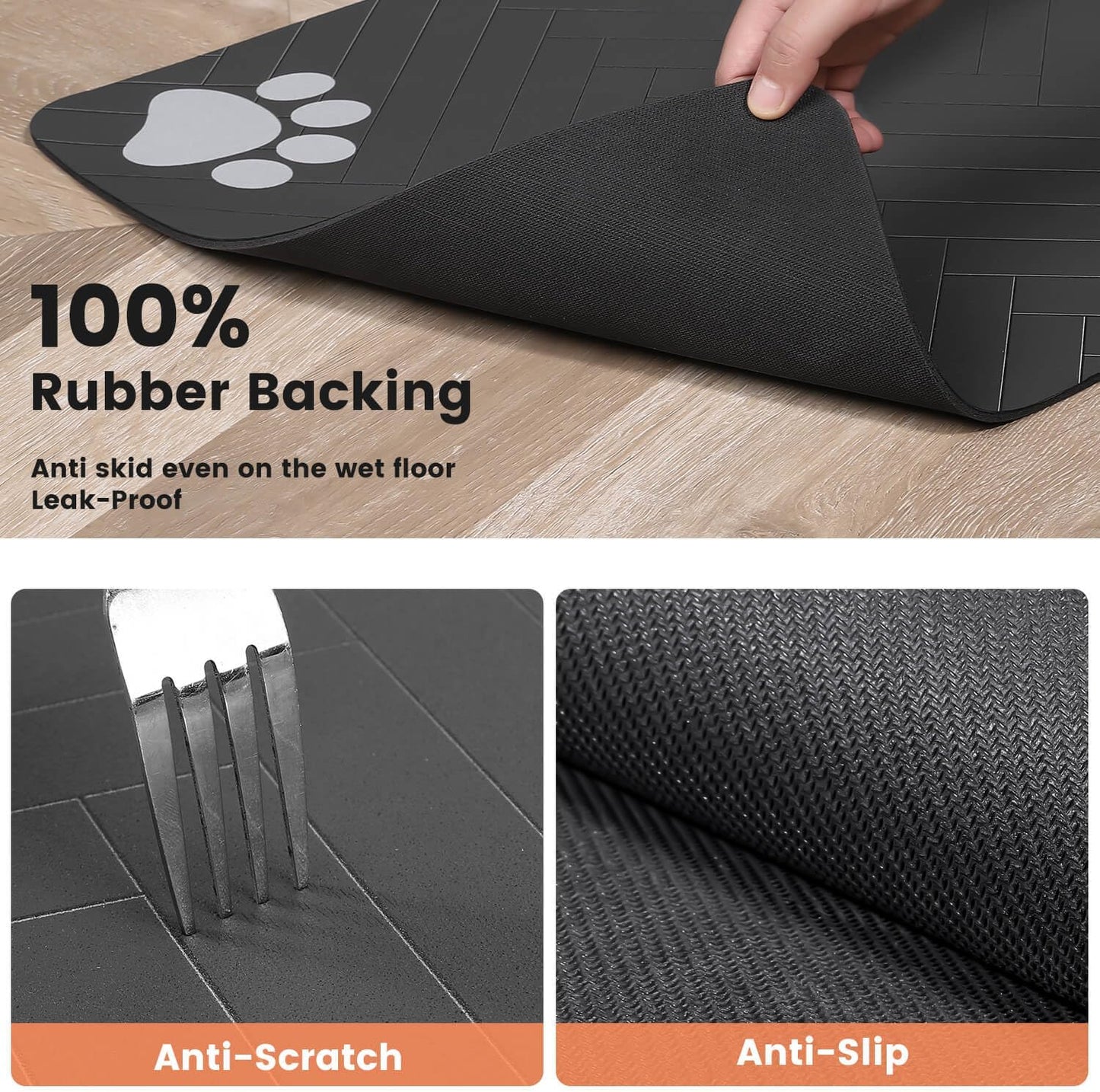 Pet Feeding MatAbsorbent Pet Placemat For Food And Water Bowl With Waterproof Rubber Backing Quick