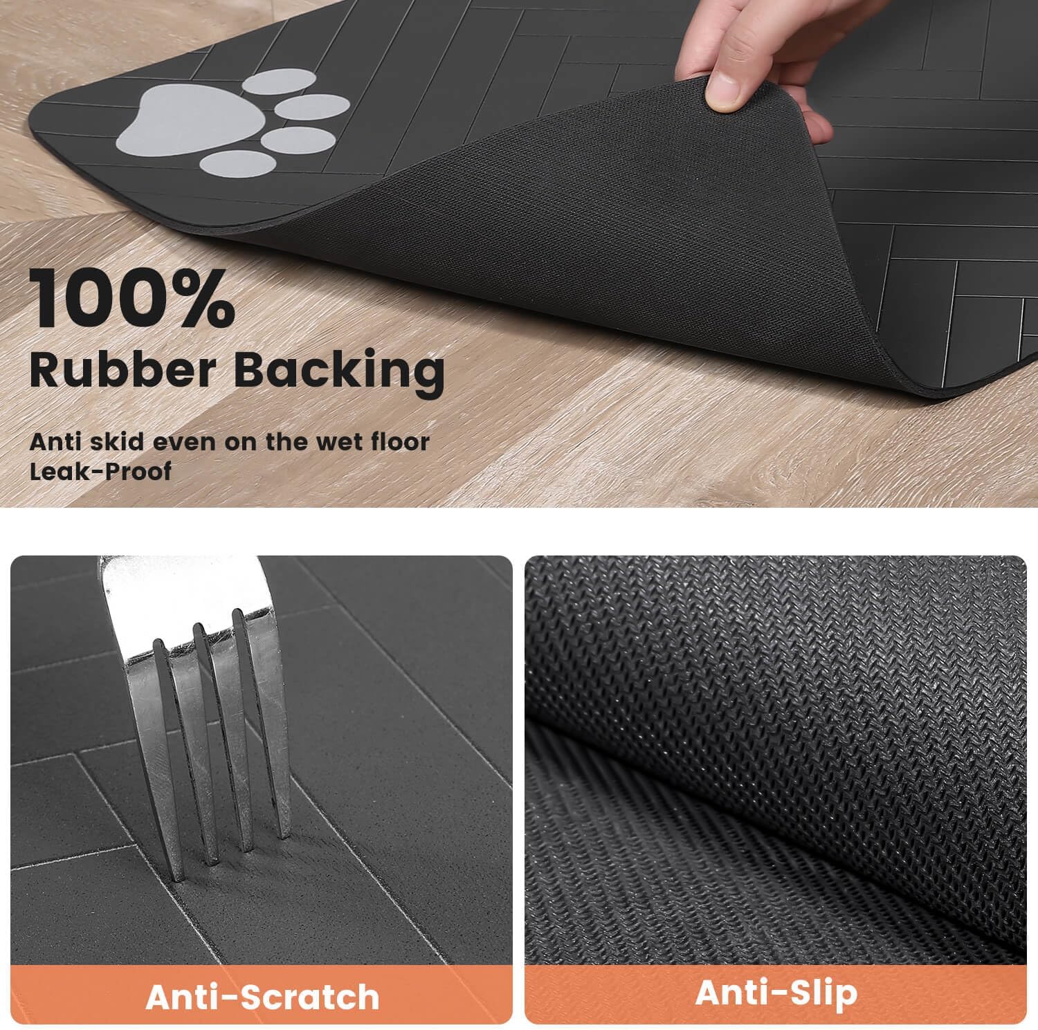 Pet Feeding MatAbsorbent Pet Placemat For Food And Water Bowl With Waterproof Rubber Backing Quick