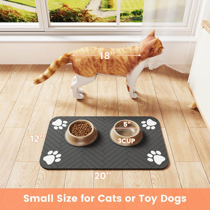 Pet Feeding MatAbsorbent Pet Placemat For Food And Water Bowl With Waterproof Rubber Backing Quick