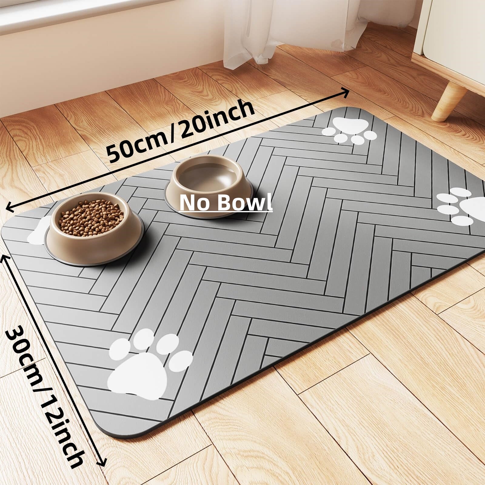 Pet Feeding MatAbsorbent Pet Placemat For Food And Water Bowl With Waterproof Rubber Backing Quick