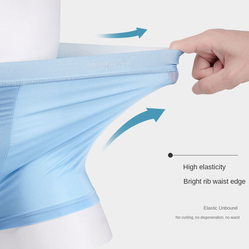 Mens Ice Silk Boxer Shorts Breathable  Cool Underwear with Convex Design for AllDay Comfort