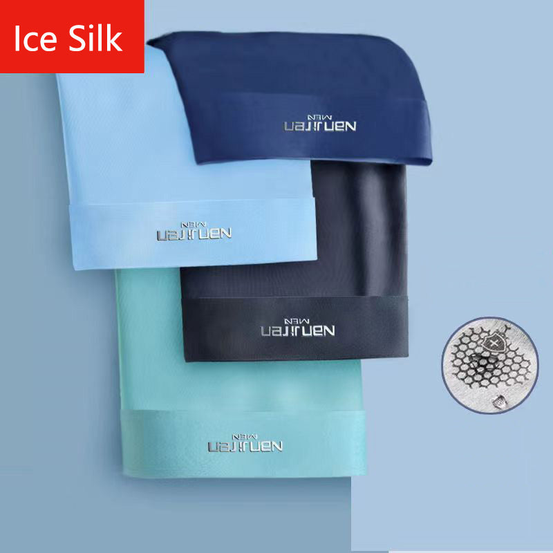 Mens Ice Silk Boxer Shorts Breathable  Cool Underwear with Convex Design for AllDay Comfort