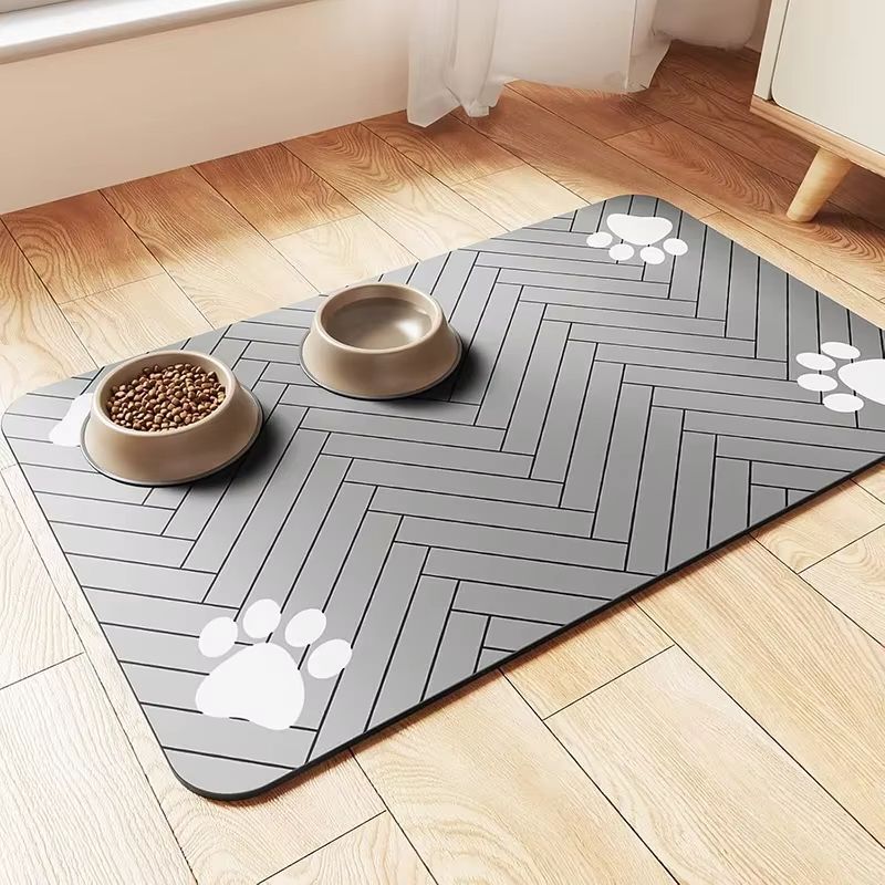 Pet Feeding MatAbsorbent Pet Placemat For Food And Water Bowl With Waterproof Rubber Backing Quick