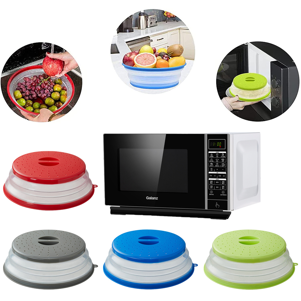 Microwave Splatter Cover Reusable Silicone Folding Cover For Cooking Heating  Fresh Keeping 2