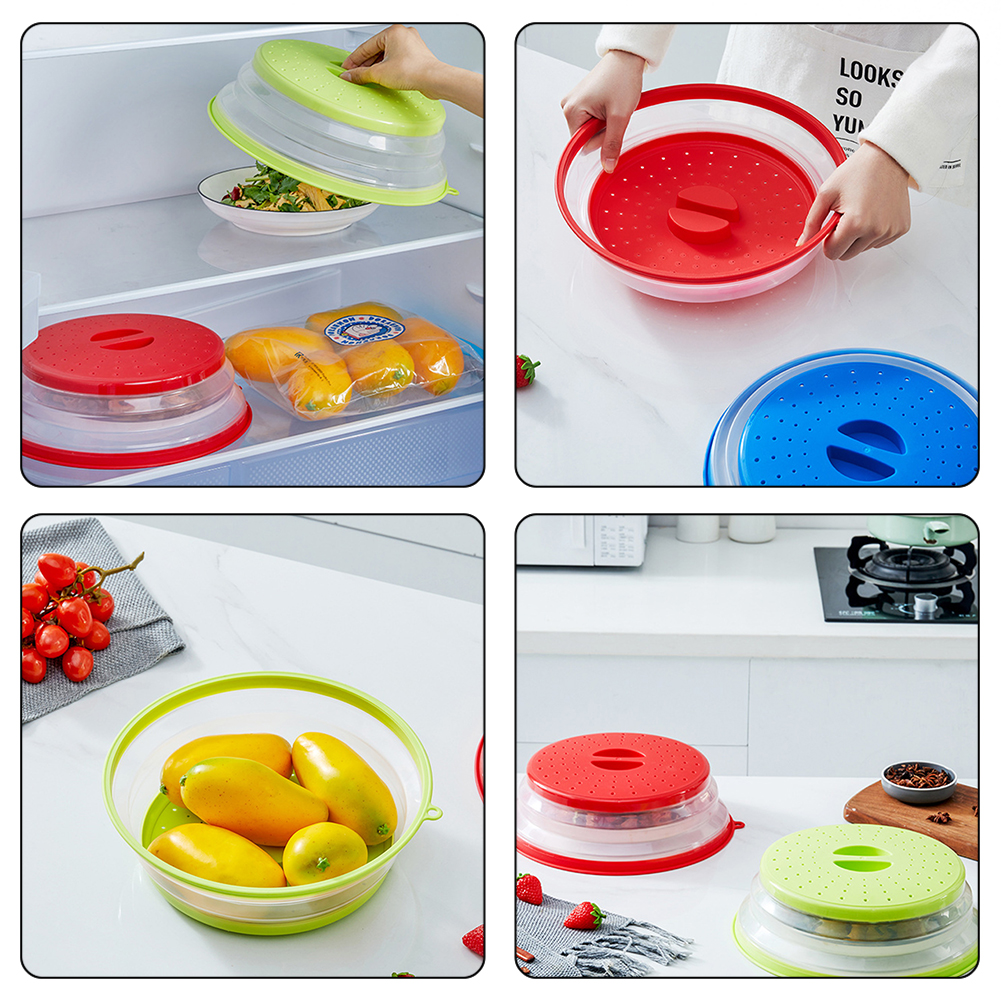 Microwave Splatter Cover Reusable Silicone Folding Cover For Cooking Heating  Fresh Keeping 1