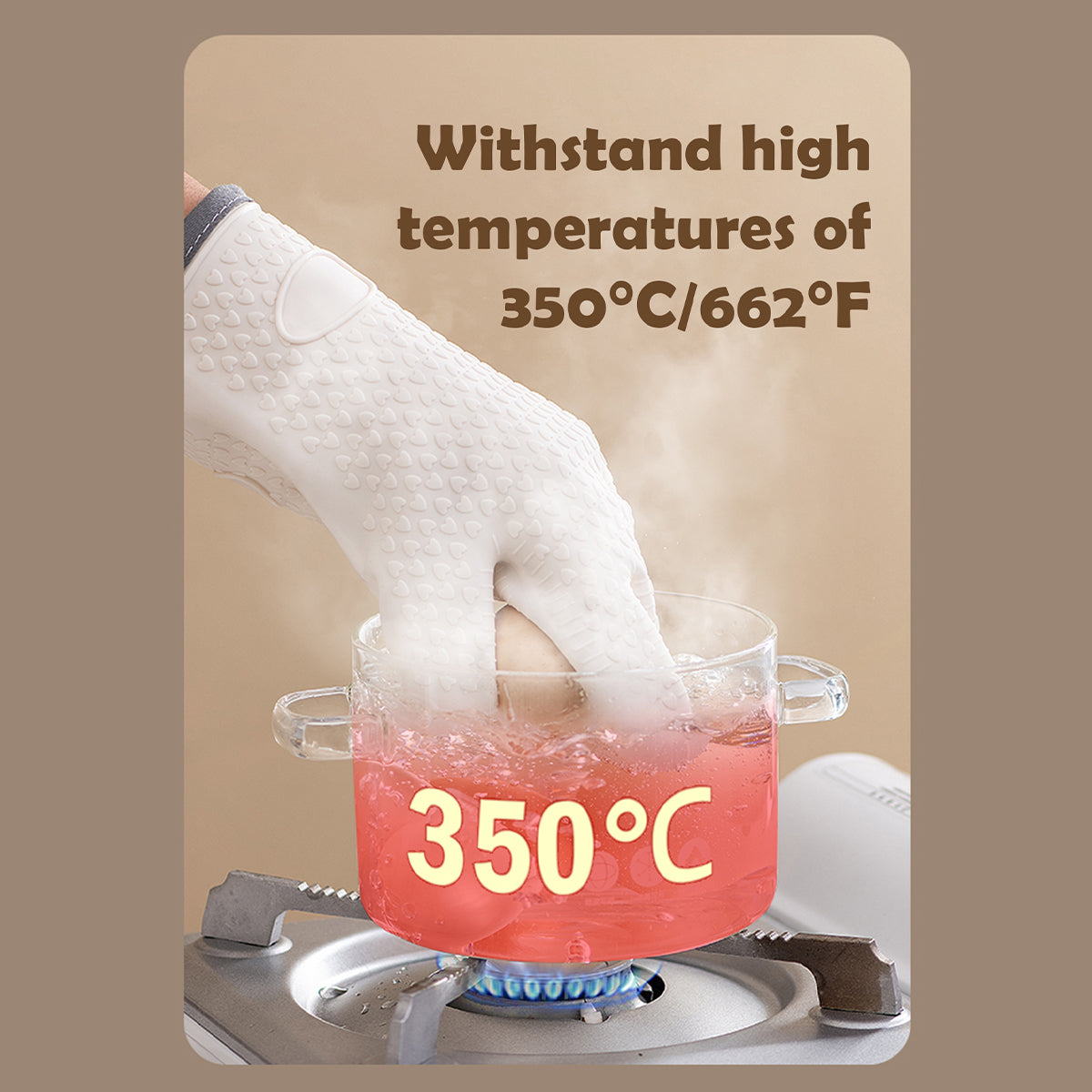 Heat Resistant Oven Baking Gloves Anti Scald NonSlip Silicone Kitchen Gloves for Safe Cooking