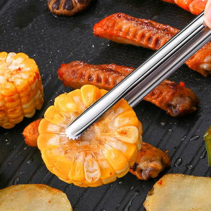 Stainless Steel Food Clip & Bread Tong Heavy Duty BBQ Cooking Utensils, Non-Slip Kitchen Accessories for Parties