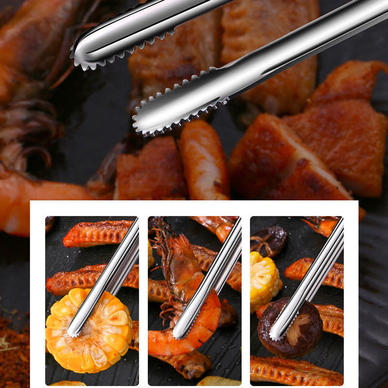 Stainless Steel Food Clip  Bread Tong Heavy Duty BBQ Cooking Utensils NonSlip Kitchen Accessories