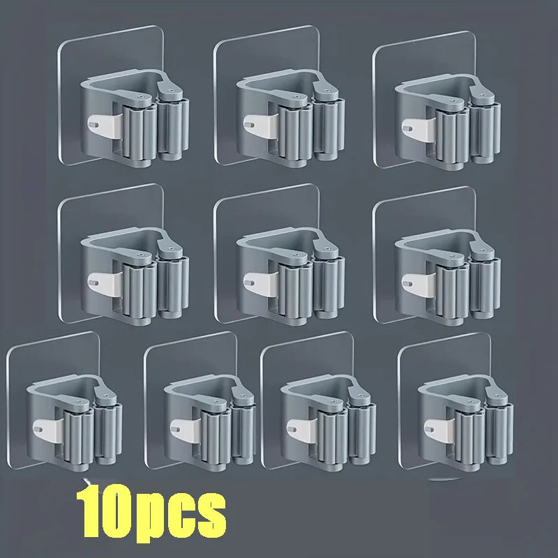 Mop Holder Wall Mount SelfAdhesive Broom Stand SpaceSaving Brush  Umbrella Hook Organizer For Bathr