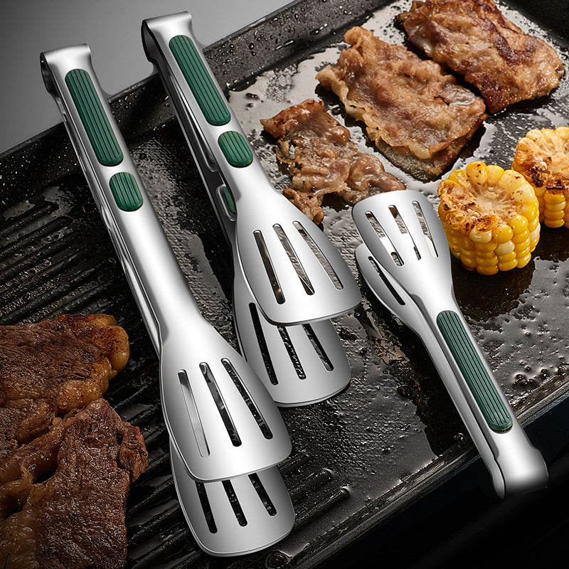 Heavy Duty BBQ Grill Tongs Non Slip Stainless Steel Food Clamp for Meat Salad Bread  Buffet Cooki