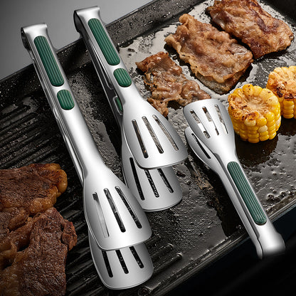 Heavy Duty BBQ Grill Tongs Non Slip Stainless Steel Food Clamp for Meat Salad Bread  Buffet Cooki