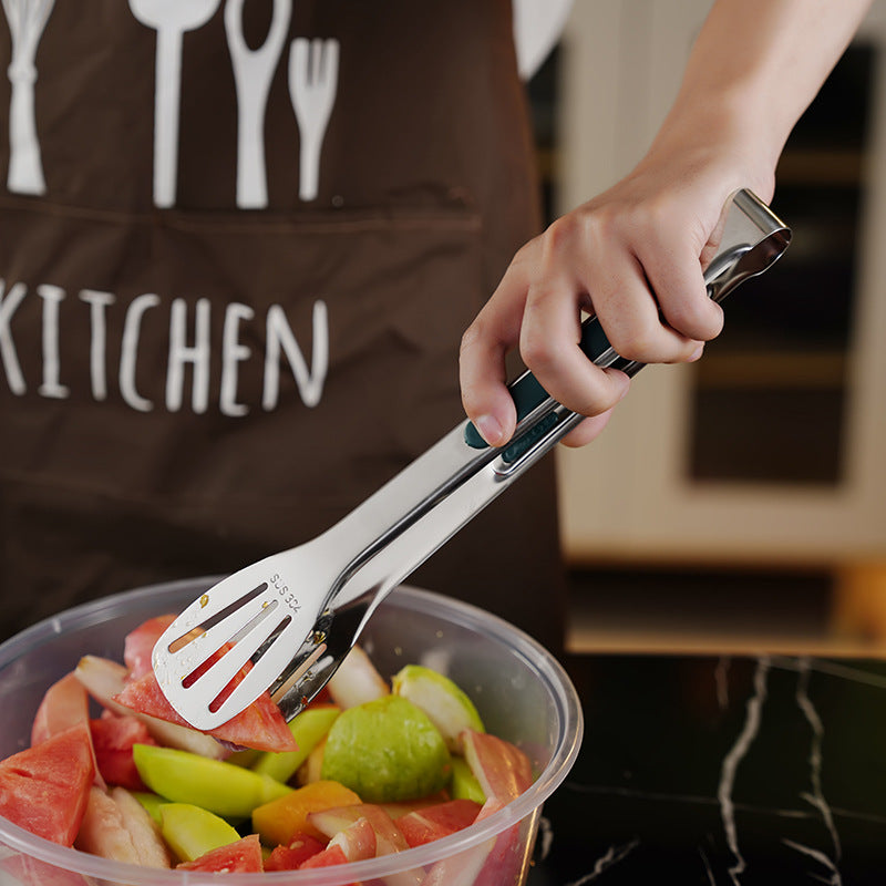 Heavy Duty BBQ Grill Tongs Non Slip Stainless Steel Food Clamp For Meat Salad Bread  Buffet Cooking 4