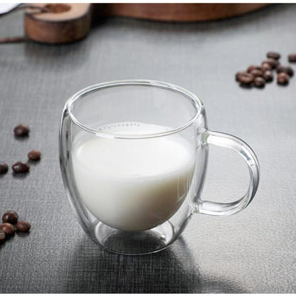 Double Layer Glass Cup HeatResistant Borosilicate Coffee Cup with Handle EggShaped Design for Ju