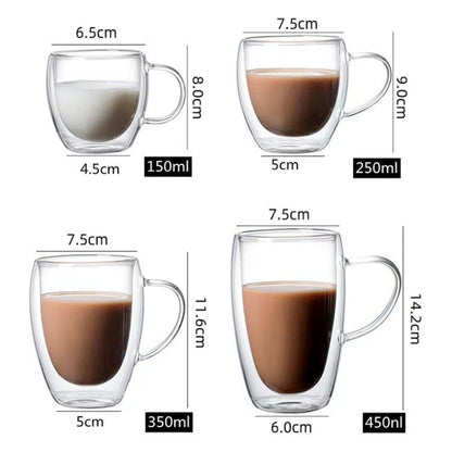 Double Layer Glass Cup HeatResistant Borosilicate Coffee Cup with Handle EggShaped Design for Ju