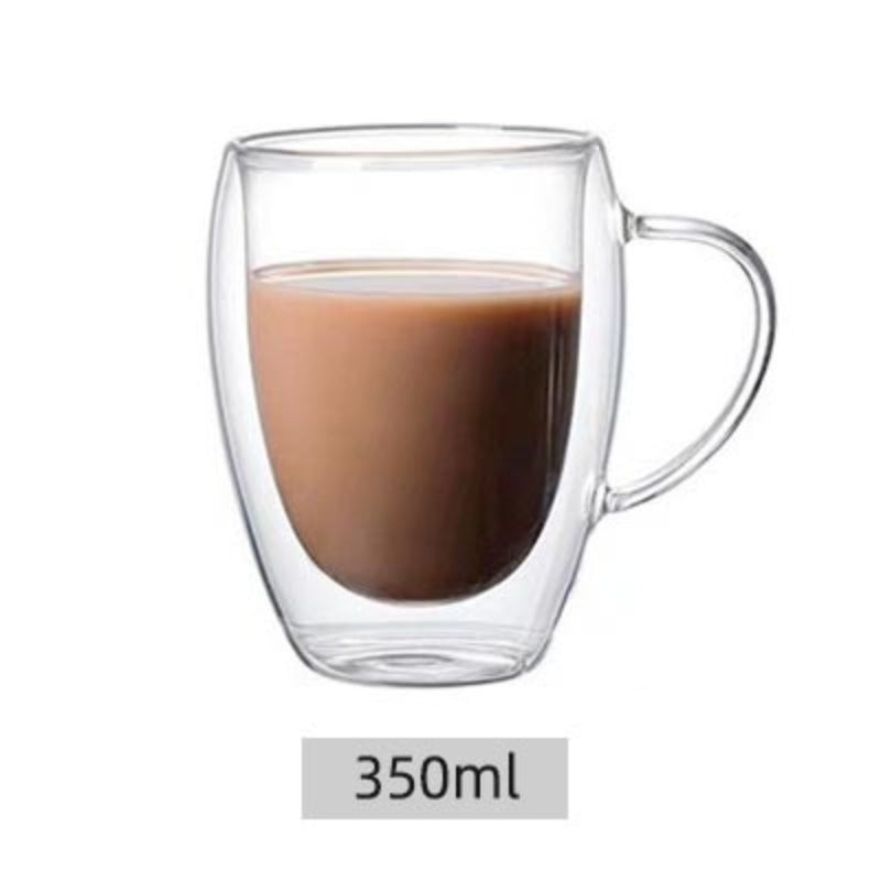 Double Layer Glass Cup HeatResistant Borosilicate Coffee Cup with Handle EggShaped Design for Ju