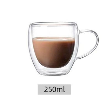 Double Layer Glass Cup HeatResistant Borosilicate Coffee Cup with Handle EggShaped Design for Ju