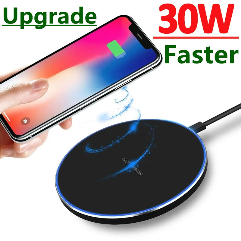 Upgrade Fast Wireless Charging Station 30W Wireless Charger Pad for iPhone, Samsung, Xiaomi, Huawei Phones