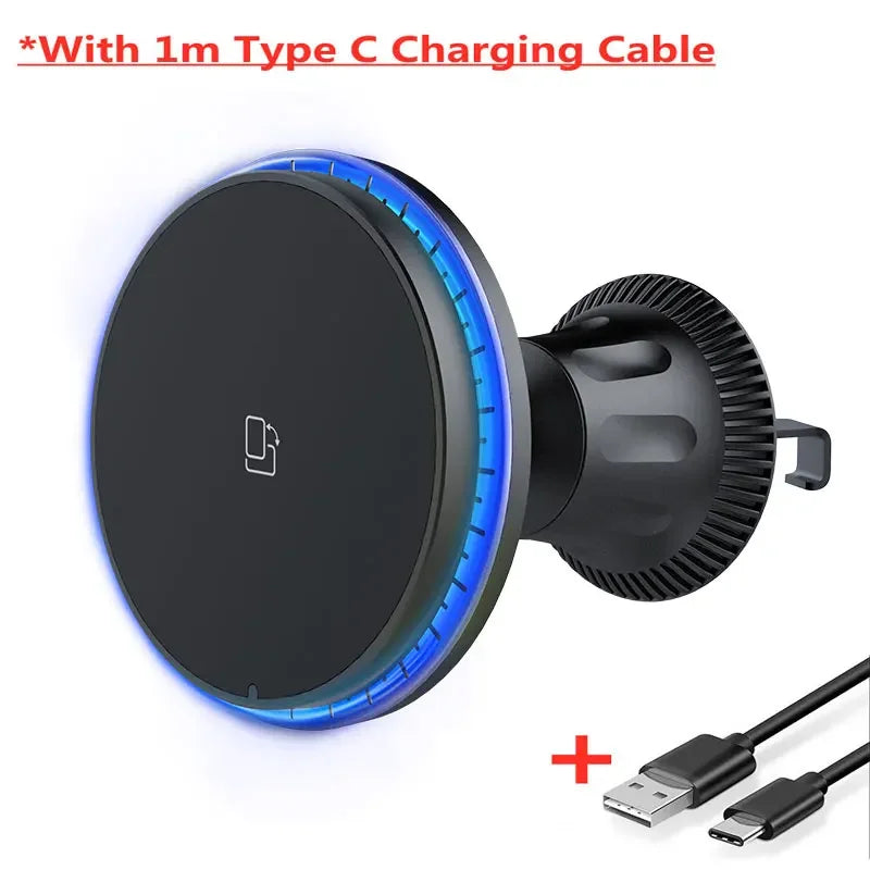 Magnetic Car Phone Holder Charger 30W Wireless Charging Station With Cool RGB Lights For IPhone 121 6