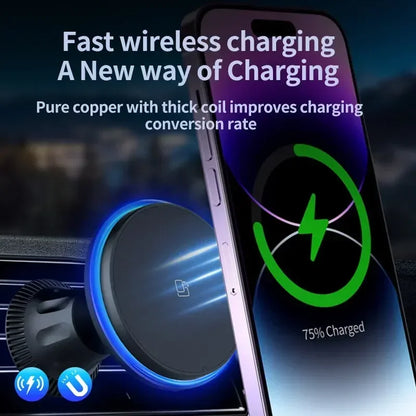 Magnetic Car Phone Holder Charger 30W Wireless Charging Station With Cool RGB Lights For IPhone 121 1