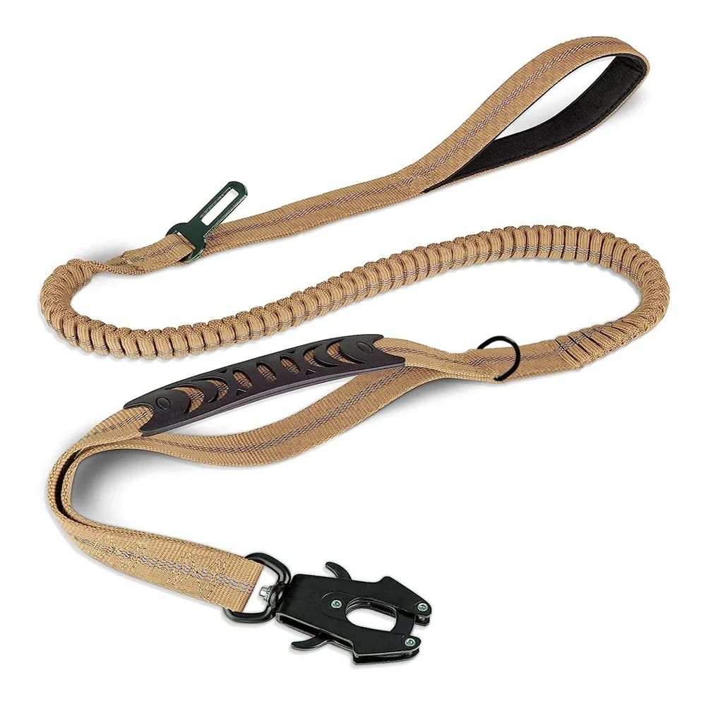 Tactical NoPull Dog Leash  Reflective Shock Absorbing  Heavy Duty Pet Leash With Car Seatbelt Safet 12