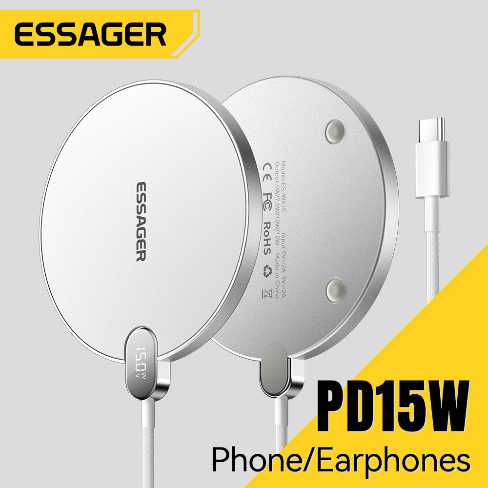 Wireless Charger Pad with Digital Display 15W Fast Charging for Apple iPhone & Samsung