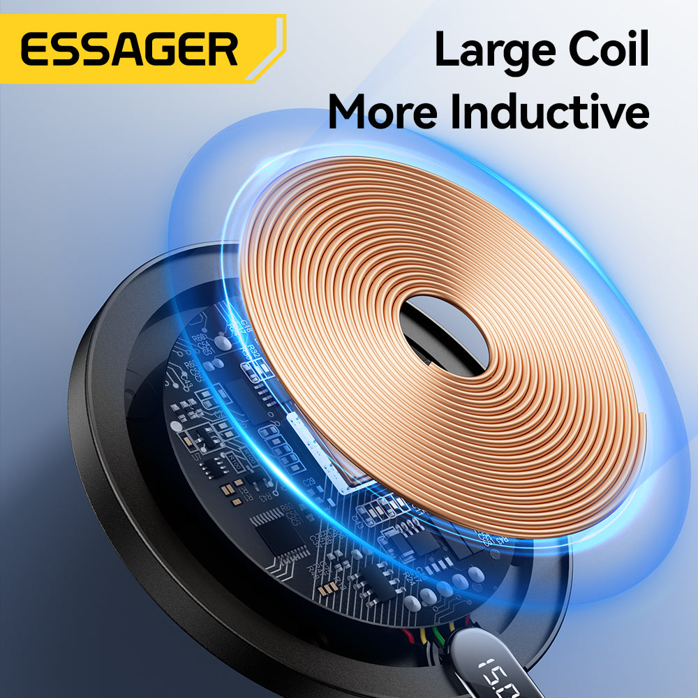 Wireless Charger Pad with Digital Display 15W Fast Charging for Apple iPhone & Samsung