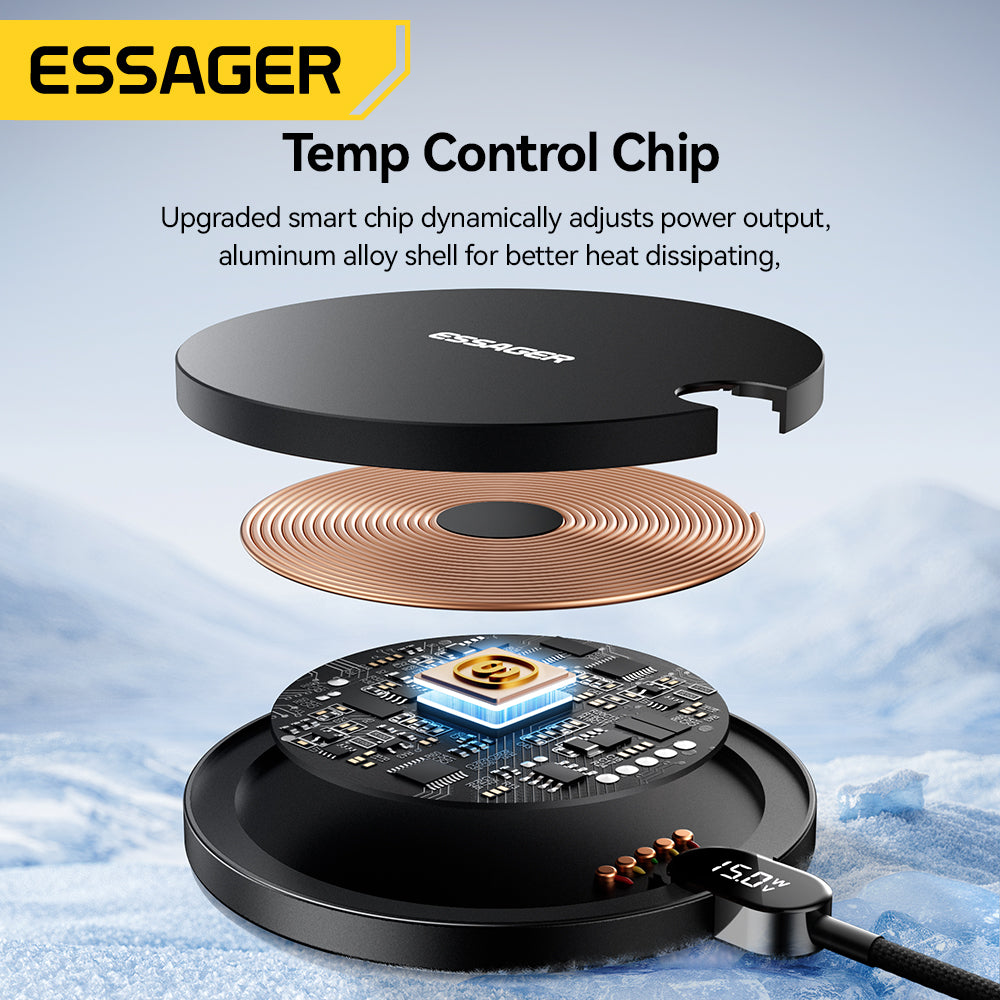 Wireless Charger Pad with Digital Display 15W Fast Charging for Apple iPhone & Samsung