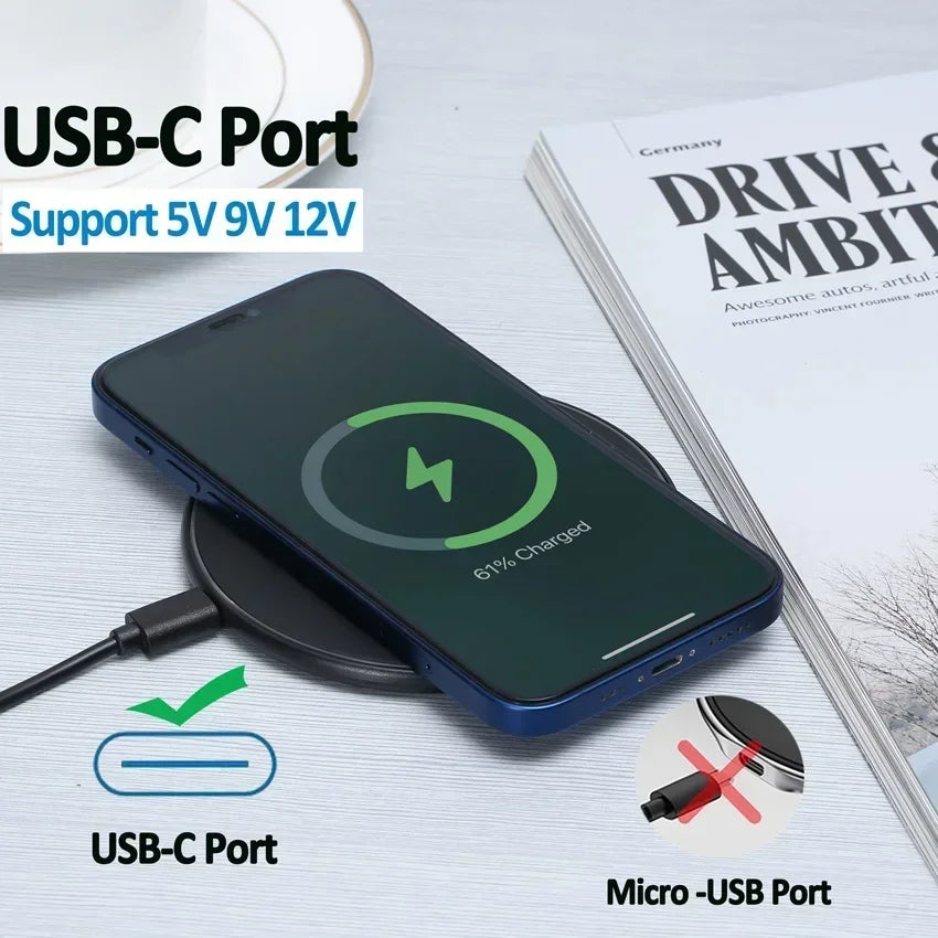 Fast Wireless Charger Pad for iPhone 15141312  Samsung S22S21 QiCertified Induction Charging
