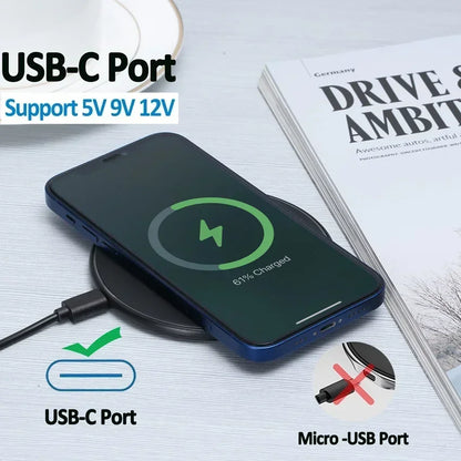 Fast Wireless Charger Pad for iPhone 15141312  Samsung S22S21 QiCertified Induction Charging