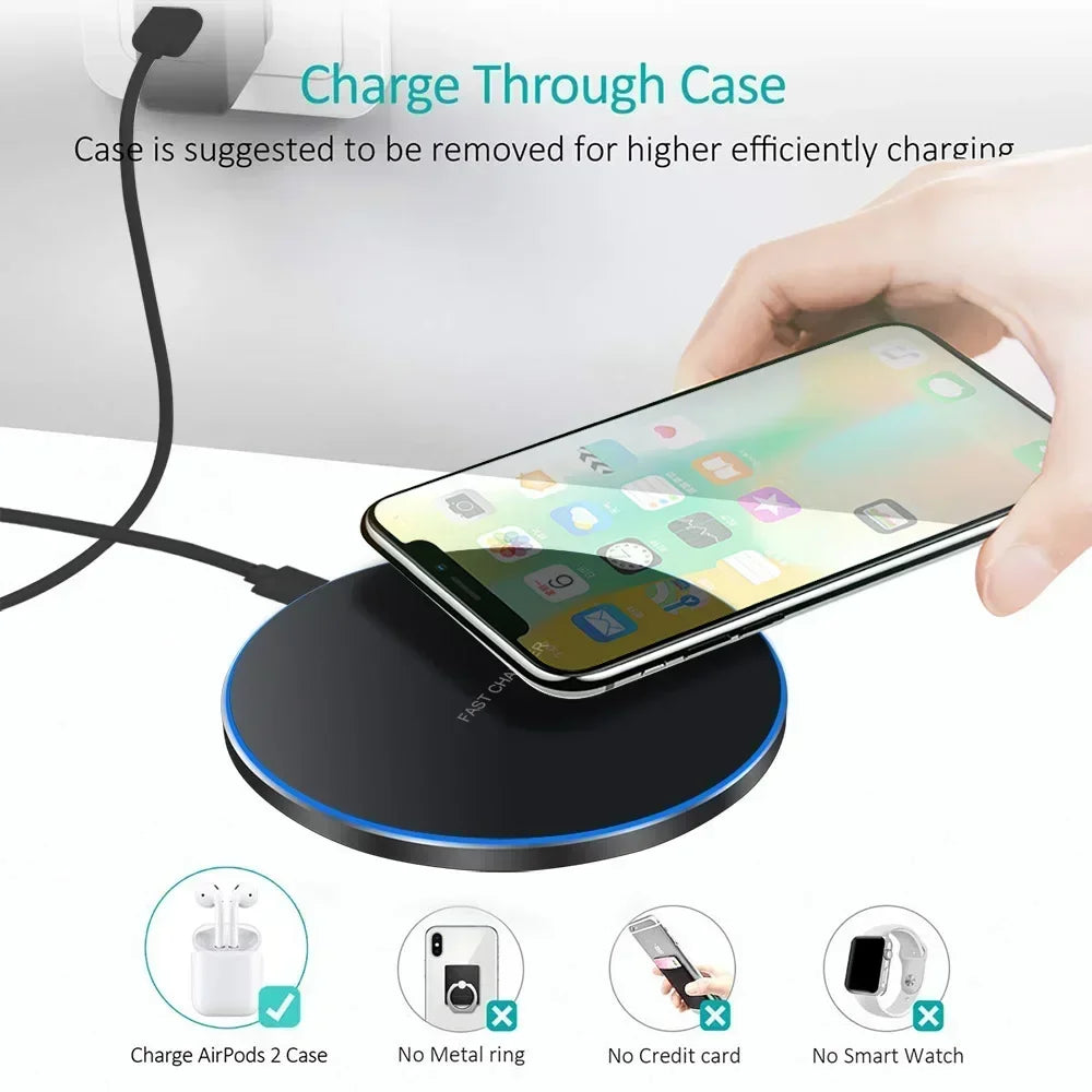 Fast Wireless Charger Pad for iPhone 15141312  Samsung S22S21 QiCertified Induction Charging