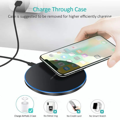 Fast Wireless Charger Pad for iPhone 15141312  Samsung S22S21 QiCertified Induction Charging