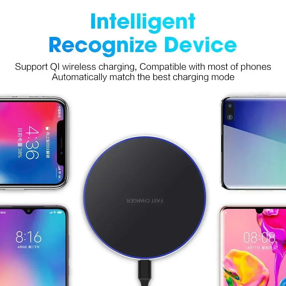 Fast Wireless Charger Pad for iPhone 15141312  Samsung S22S21 QiCertified Induction Charging