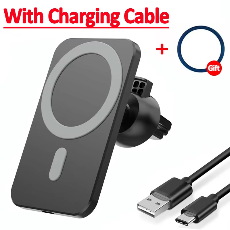 Magnetic Car Charger For IPhone  15W Fast Wireless Charging Station With Secure Vent Clip  Compatib 7