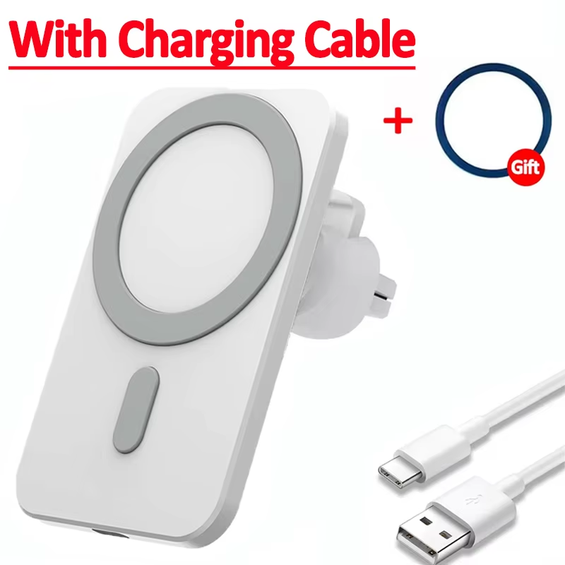 Magnetic Car Charger For IPhone  15W Fast Wireless Charging Station With Secure Vent Clip  Compatib 8