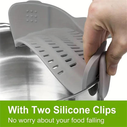 Adjustable Silicone Clip On Strainer for Pots  Pans Handheld Drainer for Noodles Pasta Veggies