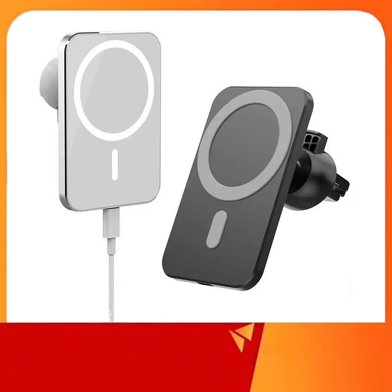 Magnetic Car Charger for iPhone, Wireless Charging Station with Secure Vent Clip, Compatible with MagSafe iPhone 12-15