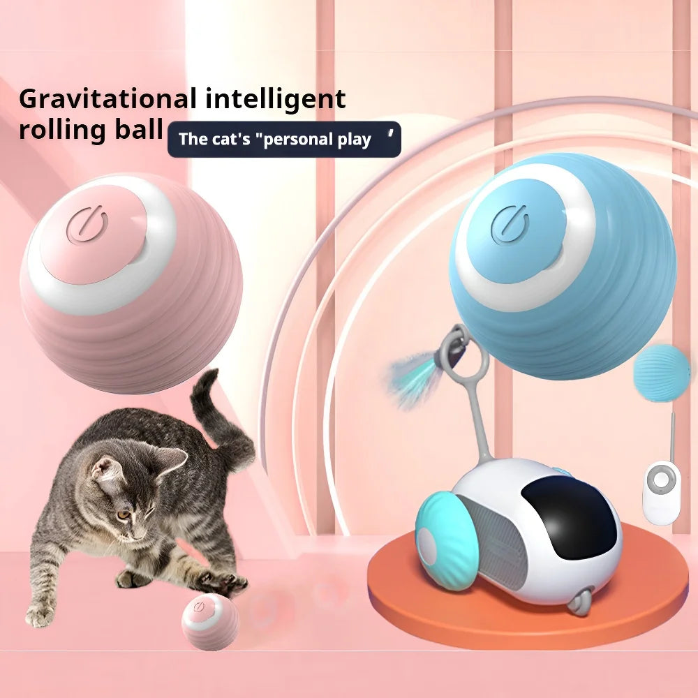 Electronic Cat Toy Ball Intelligent Interactive Rolling Bal for Kittens ABS Silicone Smart Pet Game with Random Movement
