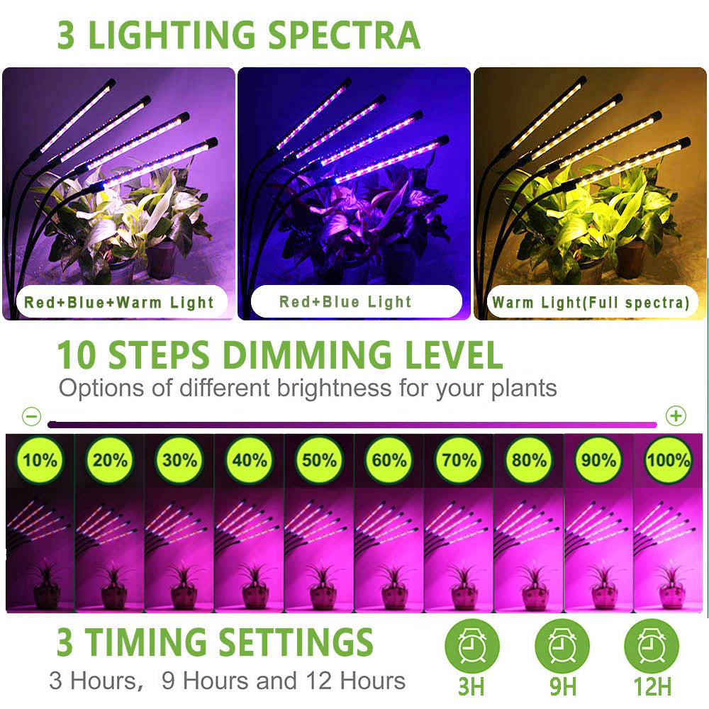 3in1 LED USB Grow Light For Plants Full Spectrum Phyto Lamp With 9 Dimmable Modes  360 Gooseneck 2