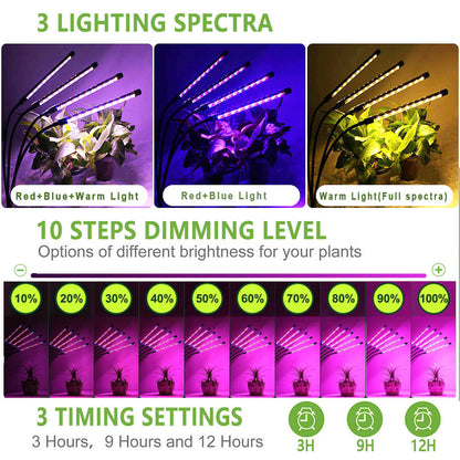 3in1 LED USB Grow Light For Plants Full Spectrum Phyto Lamp With 9 Dimmable Modes  360 Gooseneck 2