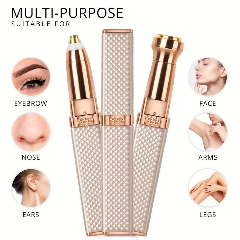 2in1 LED Hair Shaver  Eyebrow Razor Rechargeable Womens Grooming Tool for Facial Hair  Peach F