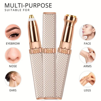 2in1 LED Hair Shaver  Eyebrow Razor Rechargeable Womens Grooming Tool for Facial Hair  Peach F