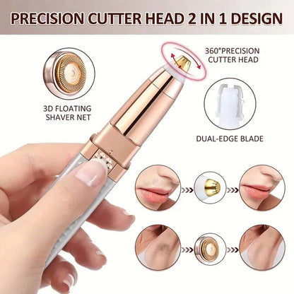 2in1 LED Hair Shaver  Eyebrow Razor Rechargeable Womens Grooming Tool for Facial Hair  Peach F