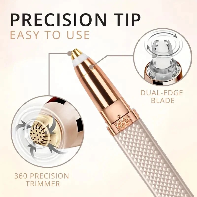 2in1 LED Hair Shaver  Eyebrow Razor Rechargeable Womens Grooming Tool for Facial Hair  Peach F