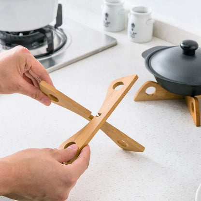 Cross Tray Holder Wooden Removable Table Mat AntiHeat  AntiSlip Kitchen Gadget 3